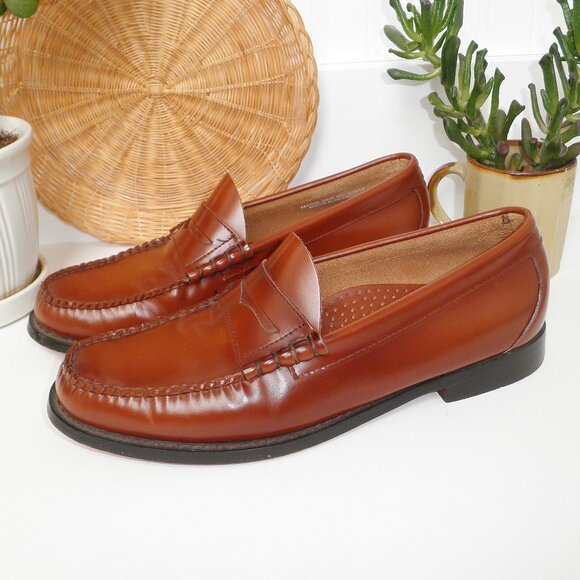 Men's BASS LARSON WEEJUNS LOAFER in Whiskey Brown Size 9 Preppy Office Shoes - Picture 4 of 10